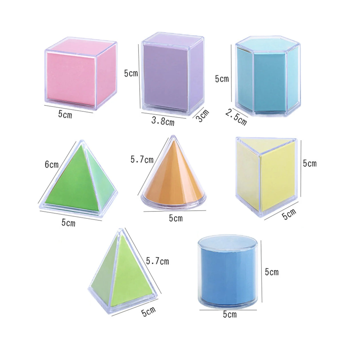 8 Transparent Geometric Solids Perspective Demonstration Model Textbook Version Math Learning Tool Montessori Educational Toy