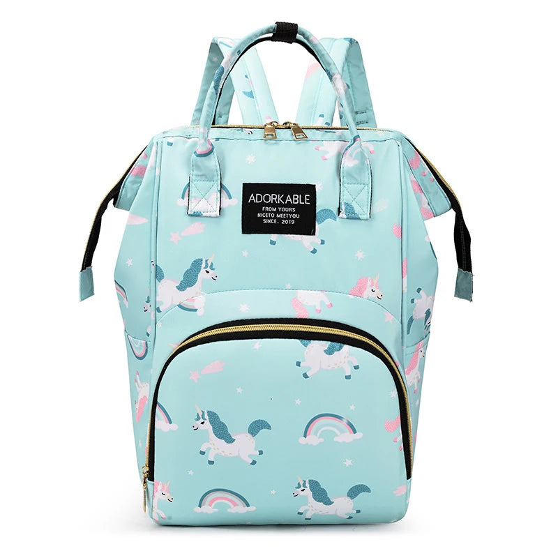Cartoon Print Mommy Backpack Large Capacity Baby Bottle Storage Bags Baby Diaper Bag Fashion Women's Backpack Maternity Bag New