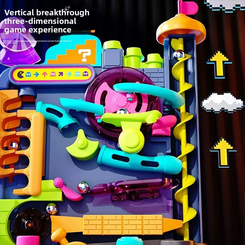 Educational Montessori Toys Multilayer Track Adventure Game Rail Rolling Ball Model Interactive Brain Kids Christmas Gift