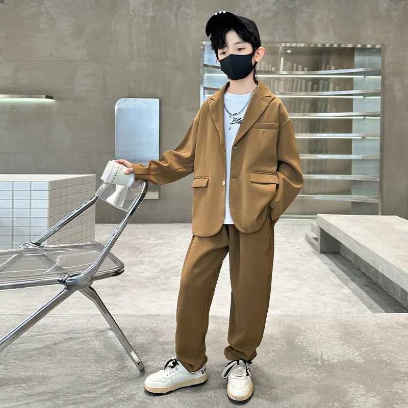 Teenage Boys Formal Clothing Set Blazer Pants Two Pieces Suit for Boys Clothes Fashion Kids Tuxedo Costume Wedding Party Wear