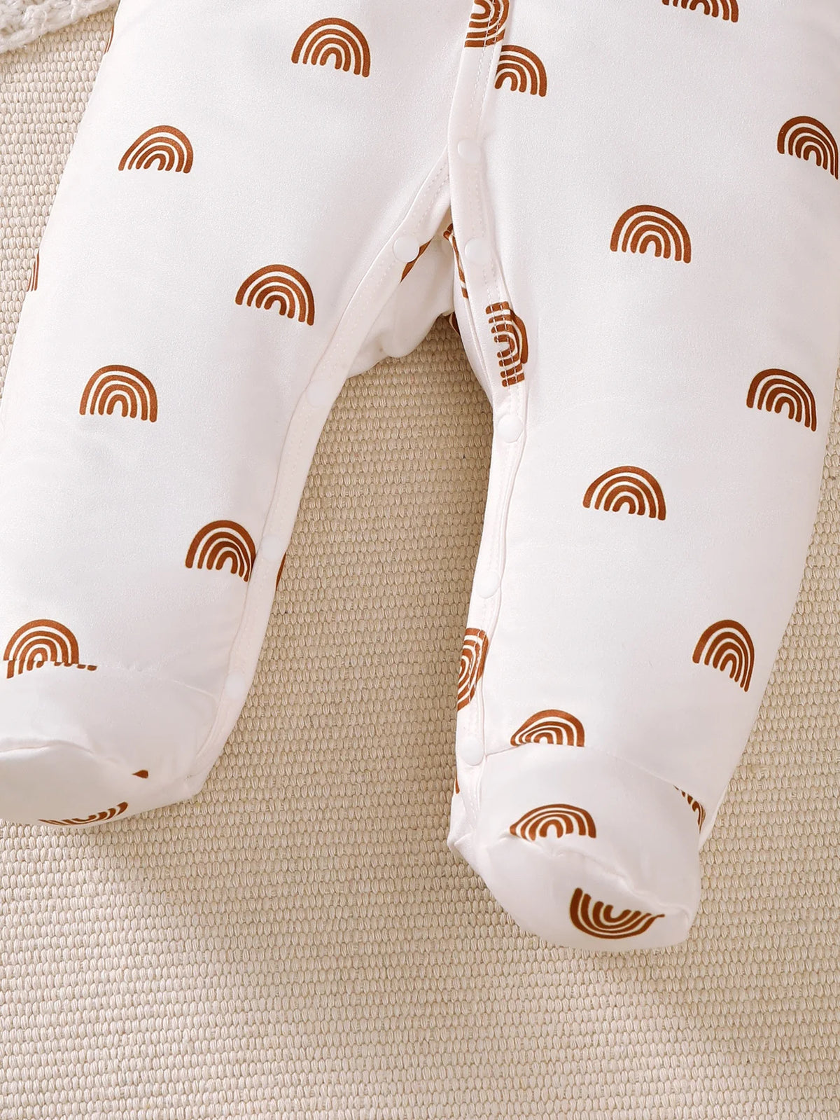 Winter  0-1 Years Old Infant  Baby  Girls  Rainbow  Printed  Long  Sleeved  Jumpsuit  2Casual-Piece Set