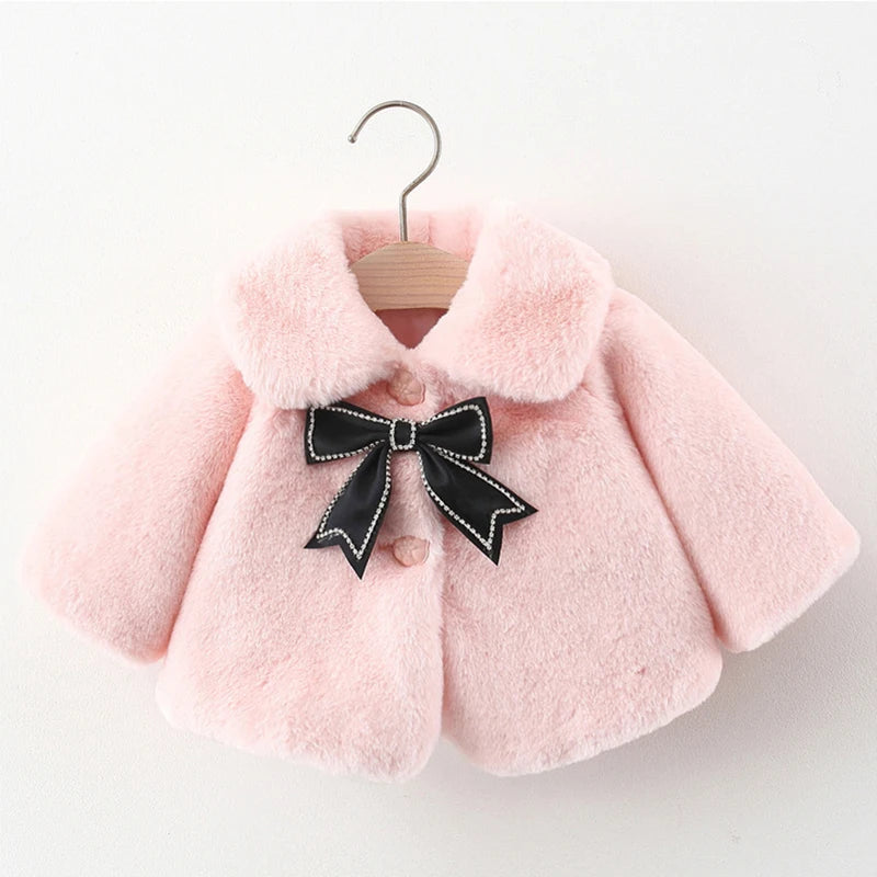 2026 New Winter Jacket For Baby Girl Clothes Fashion Christmas Princess Cloak Autumn Warm Faux Fur Girls Coat Plush Baby Outwear