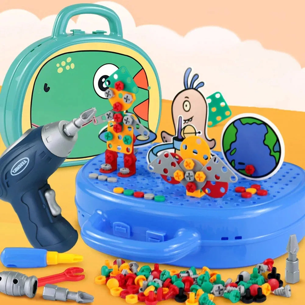 Magic Montessori Toy Play Toolbox with Electric Drill Educational Construction Engineering Toys Creative Kids DIY Learning Toys