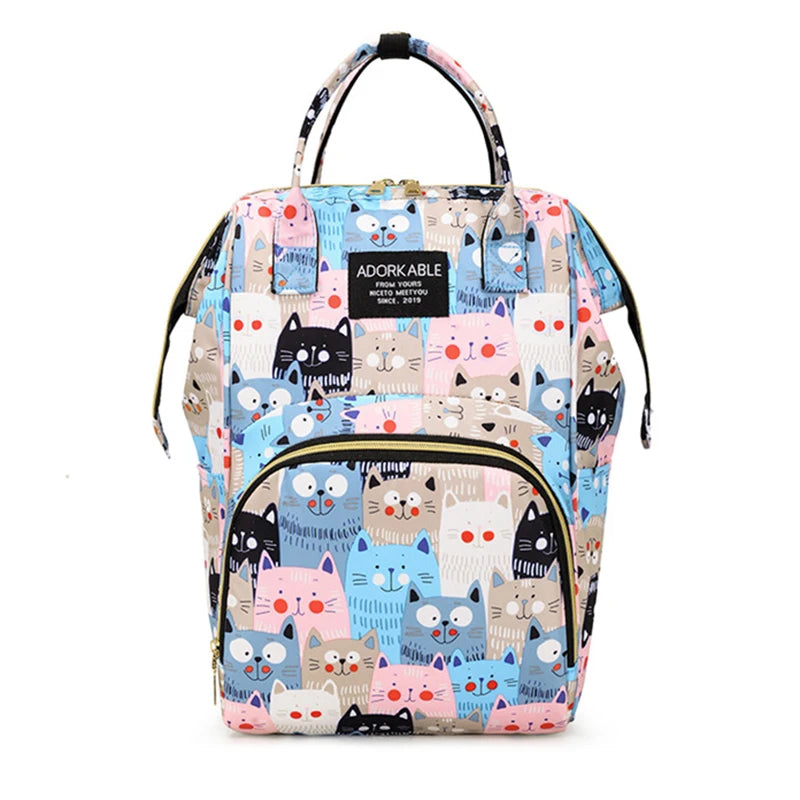 Cartoon Print Mommy Backpack Large Capacity Baby Bottle Storage Bags Baby Diaper Bag Fashion Women's Backpack Maternity Bag New