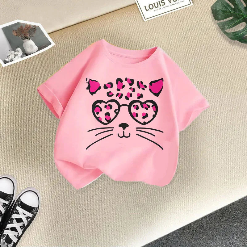 Summer's New Stylish and Fashionable Short-sleeved T-shirts for Boys and Girls, Round-neck Short-sleeved Children's Clothing