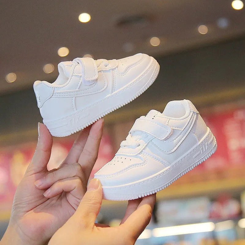 Tenis Sneakers Kids Spring/Autumn New Boys Girls Sports Shoes Casual Board Shoes Leather Soft Soled Children Small White Shoes