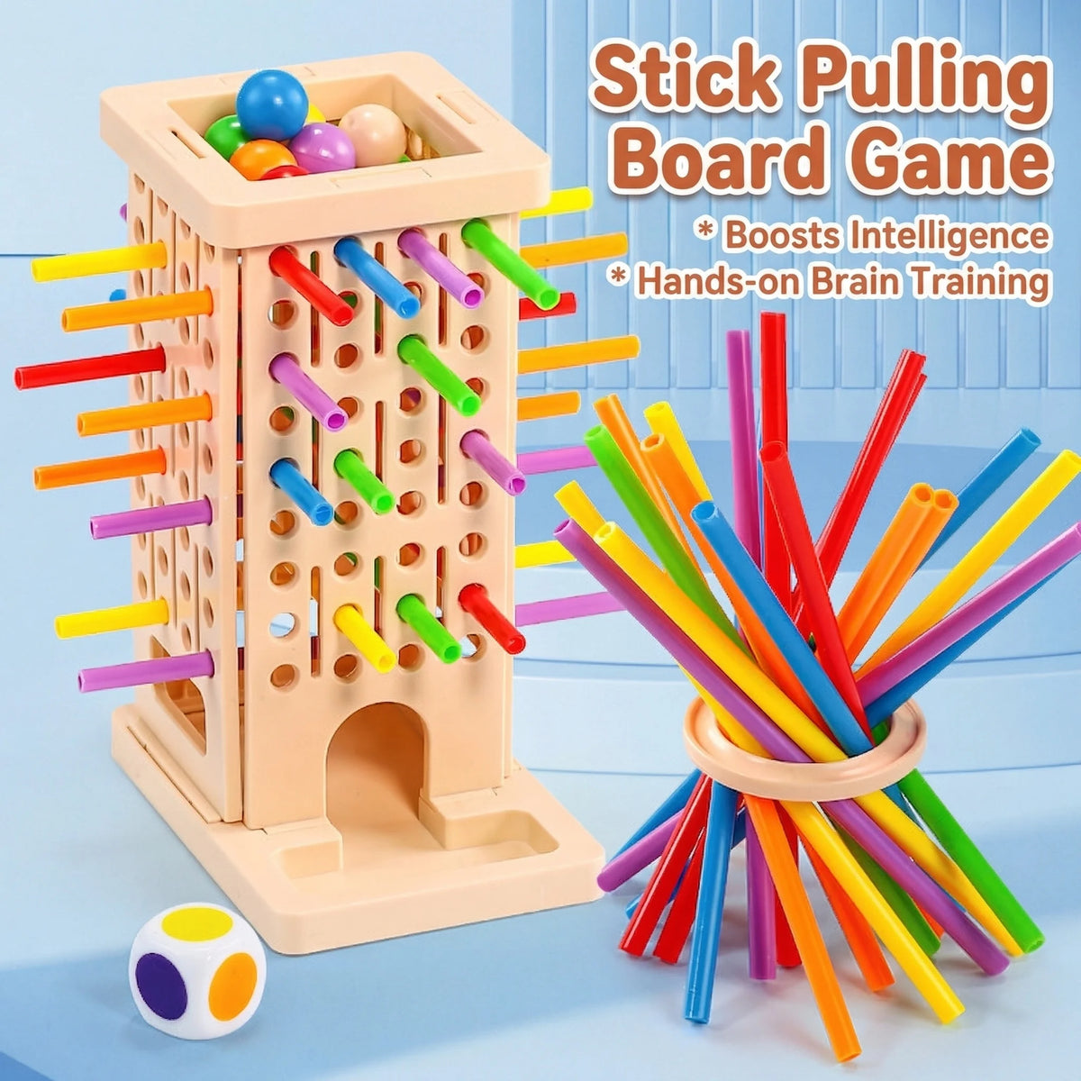 Colorful Stick Drop Ball Game, Montessori Educational Toy for Kids