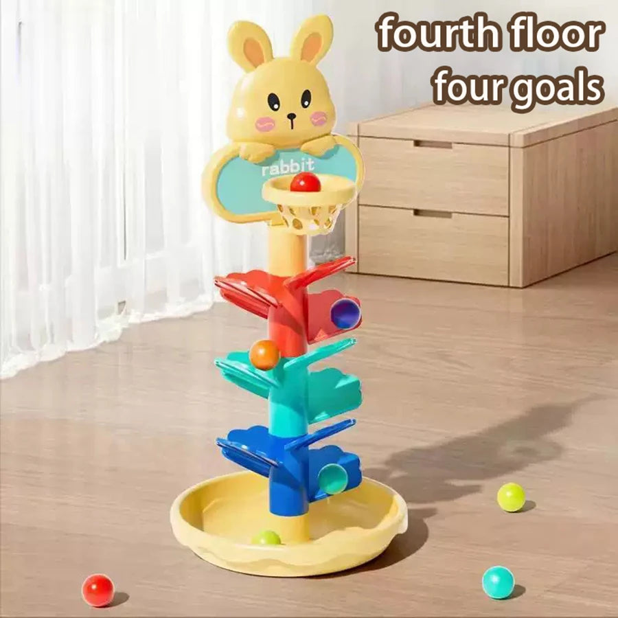 Montessori Baby Toy Rolling Ball Tower, Educational Game Baby Stacking Track Spinner, Baby Development Toys