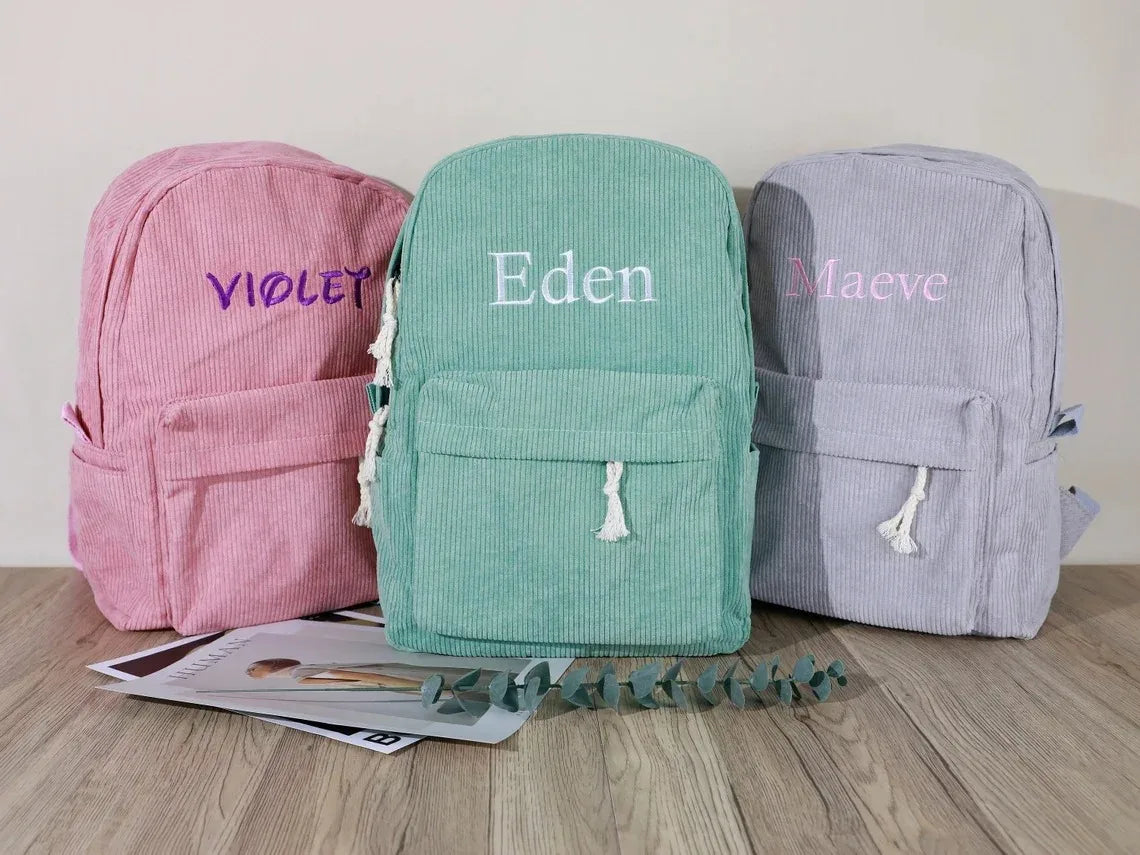 Kids School Bag Personalized Toddler Backpack Embroidered Name Child Corduroy Backpack Birthday Gift Laptop Bag Back to School