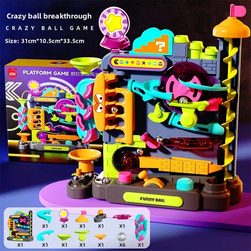 Educational Montessori Toys Multilayer Track Adventure Game Rail Rolling Ball Model Interactive Brain Kids Christmas Gift