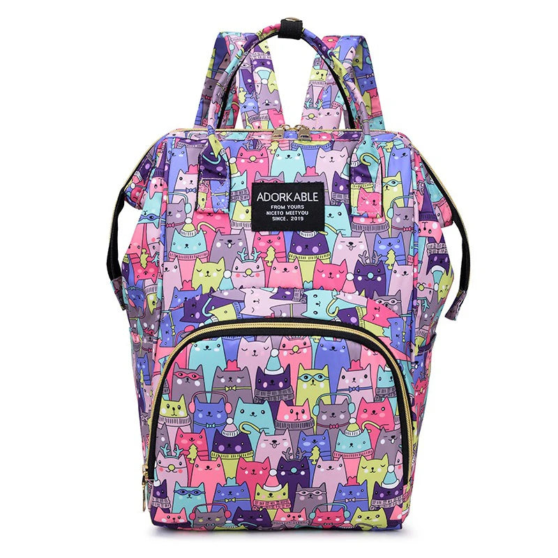 Cartoon Print Mommy Backpack Large Capacity Baby Bottle Storage Bags Baby Diaper Bag Fashion Women's Backpack Maternity Bag New