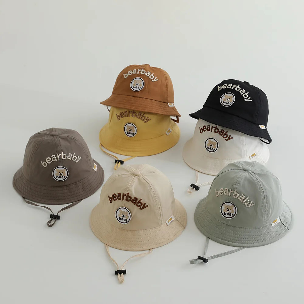 Cute Bear Baby Bucket Hats Korean Boy Girl Summer Uv Protection Fisherman Caps Kids Outdoor Sunshade Panama Basin Caps