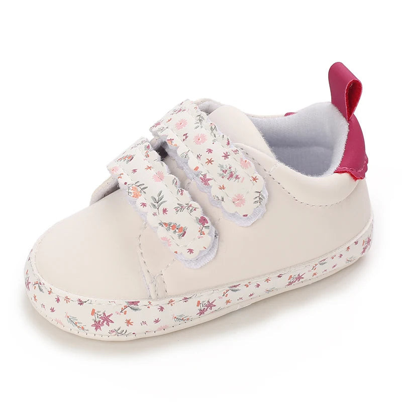 Baby Shoes Infant Pre-Walker Shoes, Floral Embroidery/ Bow Princess Sneakers, Soft Sole Casual Footwear for Baby Girls0-18M