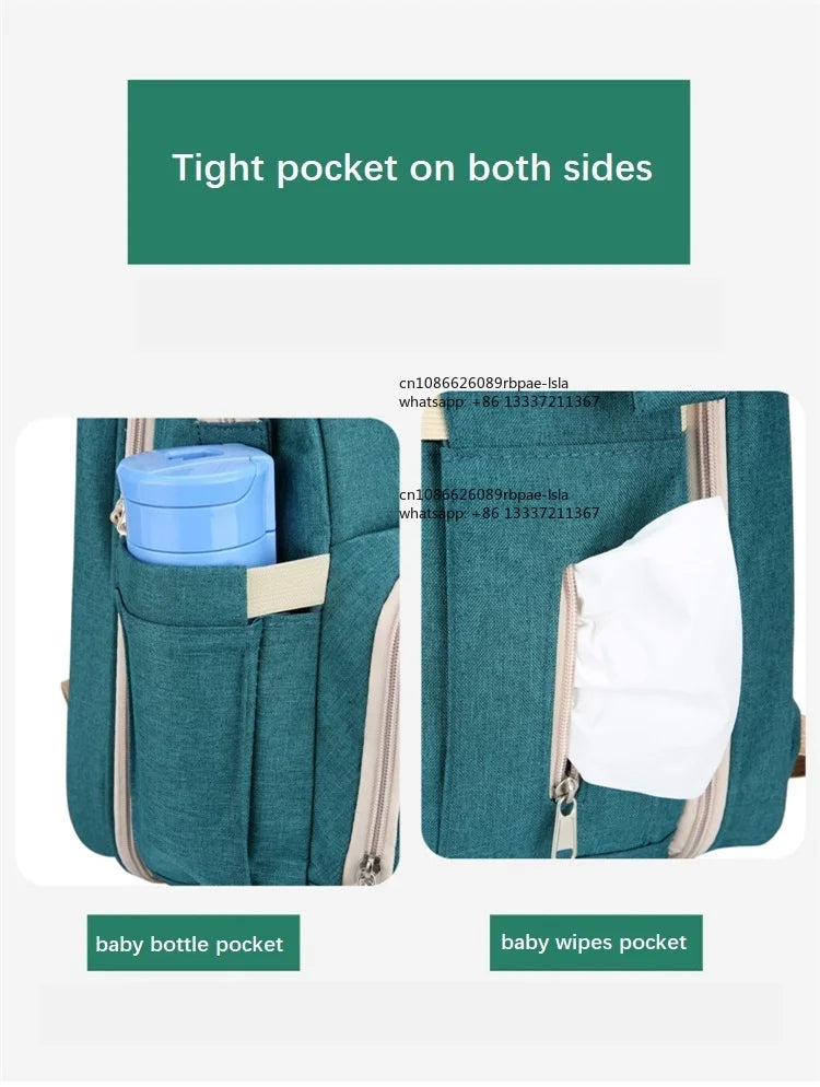 Factory Wholesale OEM ODM Custom Mummy Bag With Bed Cradle Baby Backpack Diaper Bag With Changing Station Mother Baby Care Bag