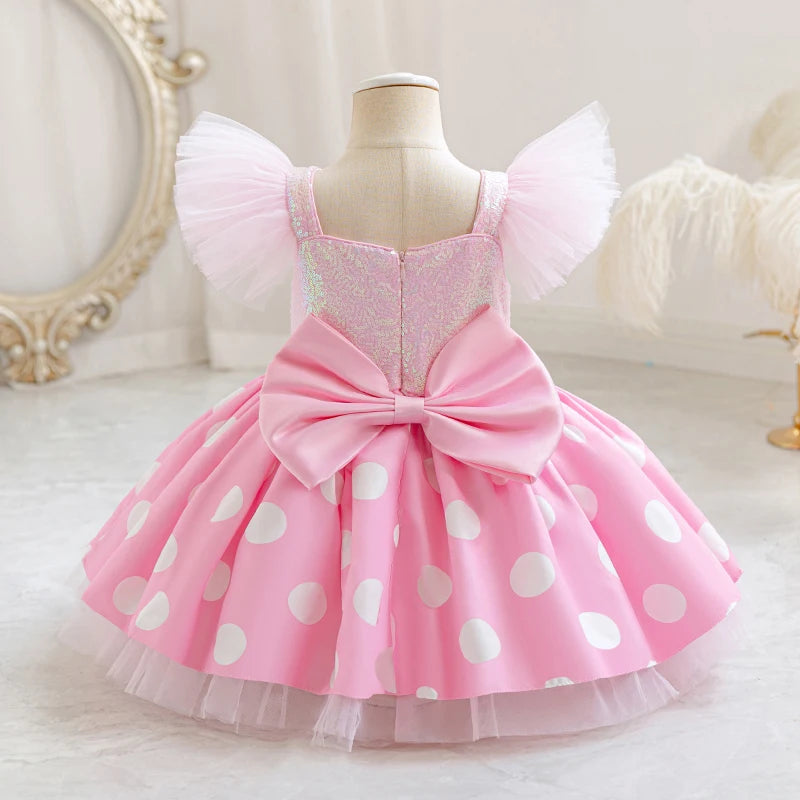 Girls' Princess Dress, Baby's First Birthday Tutu Dress, Flower Girl Wedding Dress, Children's Bowknot Dress, Masquerade Performance Costume