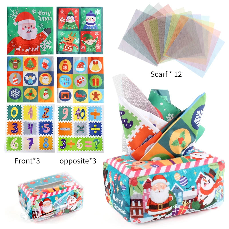 Baby Tissue Box Montessori Educational Toys Colorful Soft Sensory Toy For Toddler Finger Exercise Pumping Silk Scarf Gifts 0-18M