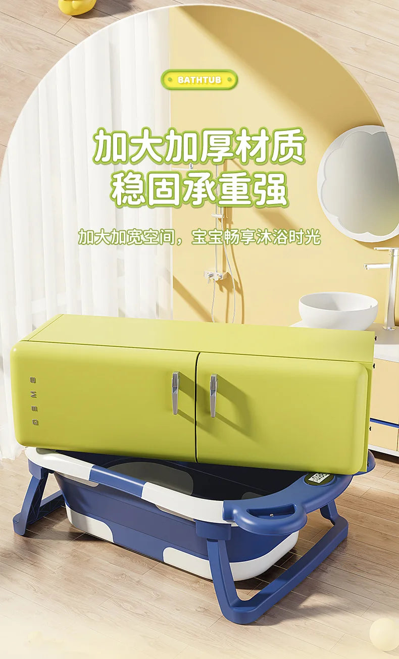 Household Newborn Baby Bath Tub Baby Can Sit and Lie Down Temperature-Sensing Bath Tub Bath Bucket Baby Folding Bath Tub
