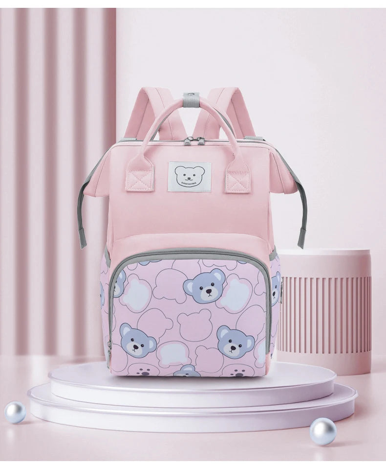 Baby Nappy Bag Mommy Maternity Backpack Baby Diaper Bag For Stroller Fashion Printed Bear Large Capacity Waterproof Diaper Bag