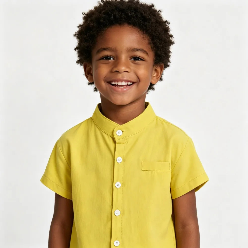 Boys Dress Shirt Toddler Boy Blouse Cotton Short Sleeve Kids Blouses Soft Boutique White Black Children Blouse  2 3 4 5 6 7Years