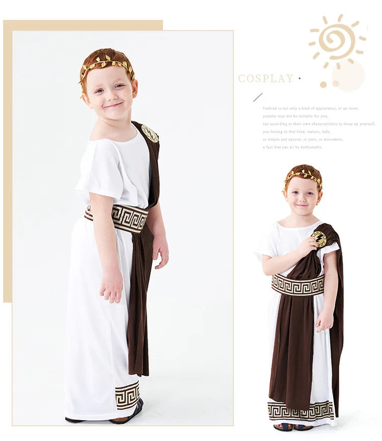 Children's clothing for boys Roman toga costume Children's festival Day  Ancient Greek mythology cosplay costume party Dress up