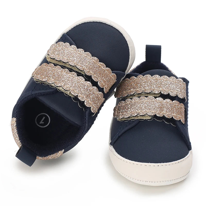 Baby Shoes Infant Pre-Walker Shoes, Floral Embroidery/ Bow Princess Sneakers, Soft Sole Casual Footwear for Baby Girls0-18M