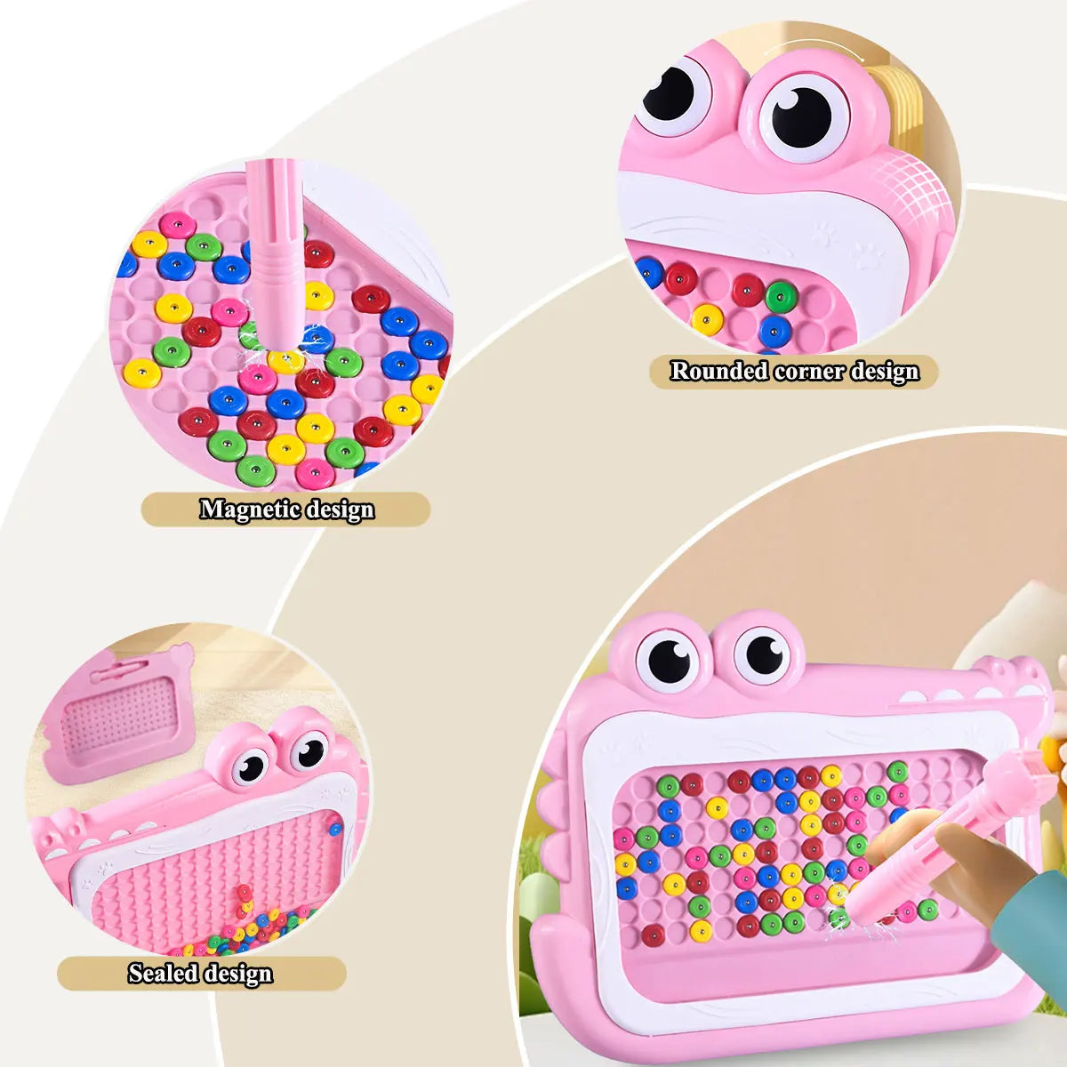 Montessori Magnetic Drawing Board Kids Color Cognition Toy Training Pen Control Moving Bead Sensory Game Play Educational Gift