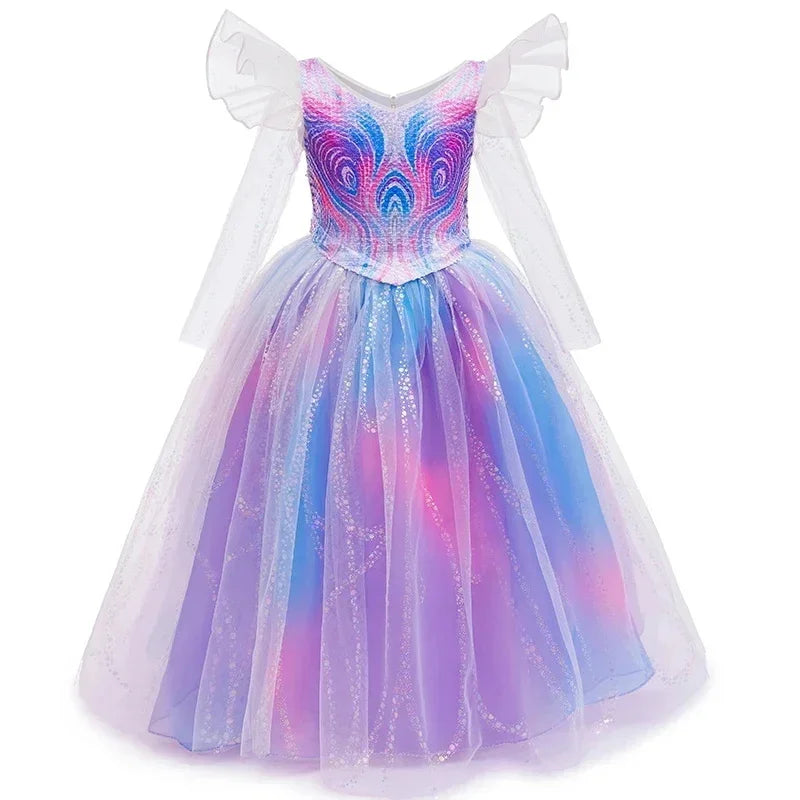 Girls Party Dresses Princess Perform Clothes With Accessory New Movie Witch Glinda Cosplay Costumes Children Carnival Outfits