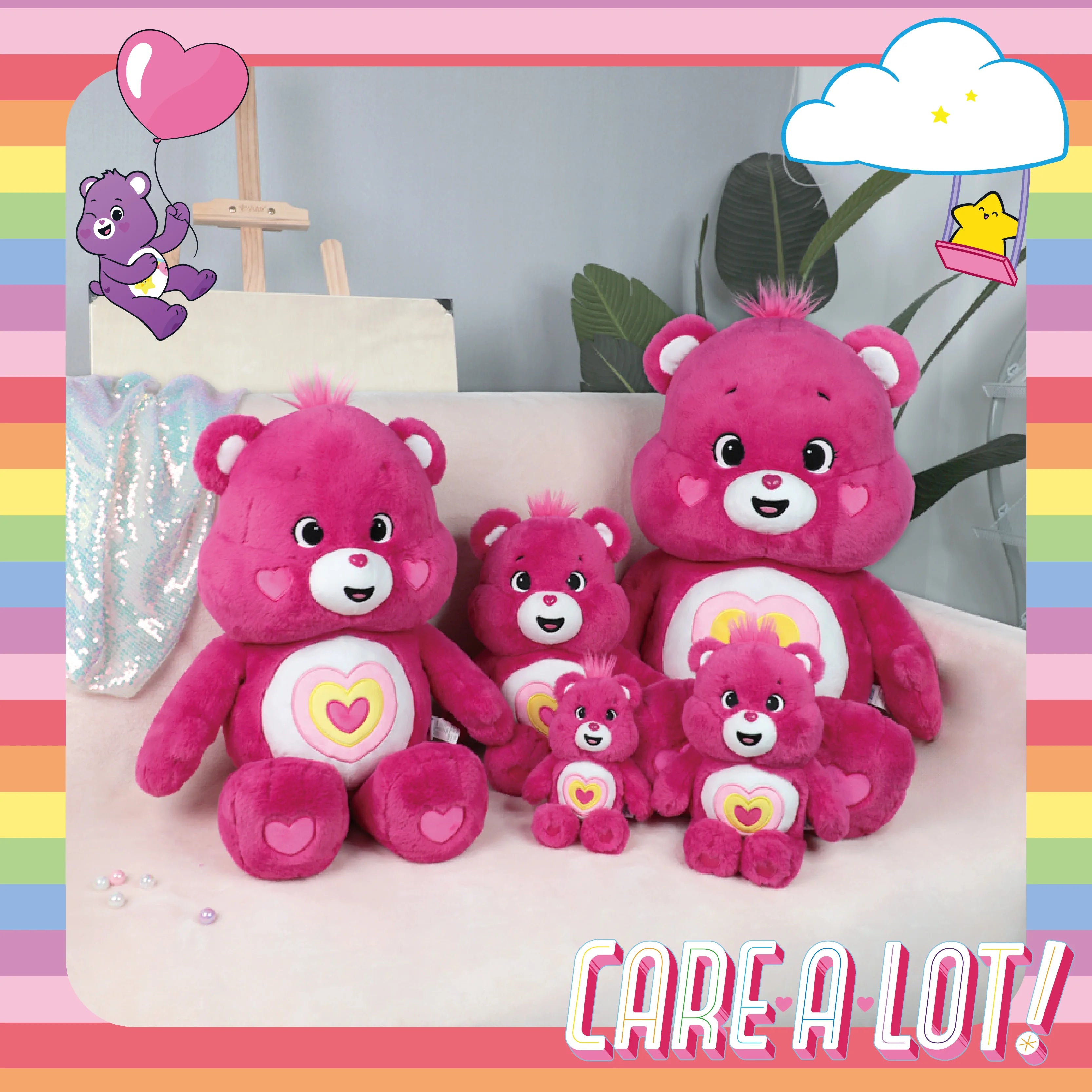 Care Bears 45cm Cute Cartoon Plush Doll Stuffed Toy Cuddly Companion Viral Hit Birthday Gift for Boys & Girls Soft Kids Pillow