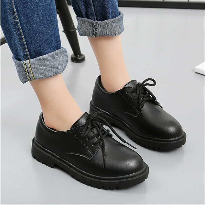 Kids Shoes Boys Leather Shoes Autumn 2025 New Children Black Soft Sole School Performance Shoes