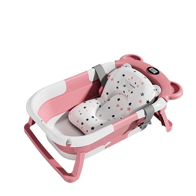Household Newborn Baby Bath Tub Baby Can Sit and Lie Down Temperature-Sensing Bath Tub Bath Bucket Baby Folding Bath Tub