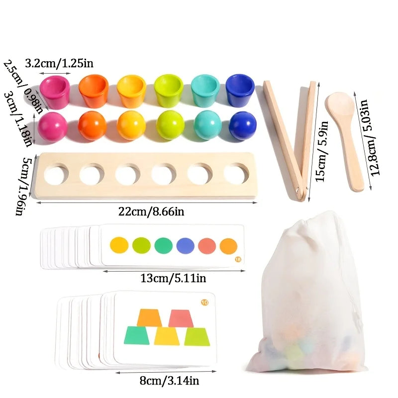Montessori Color Ball Stacking Cup Building Block Toy, Children's Educational Cognitive, Bead-Matched Fine Motor Teaching Aid