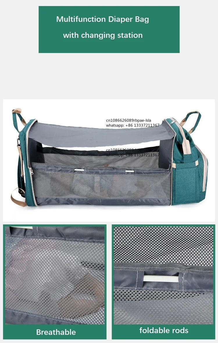 Factory Wholesale OEM ODM Custom Mummy Bag With Bed Cradle Baby Backpack Diaper Bag With Changing Station Mother Baby Care Bag