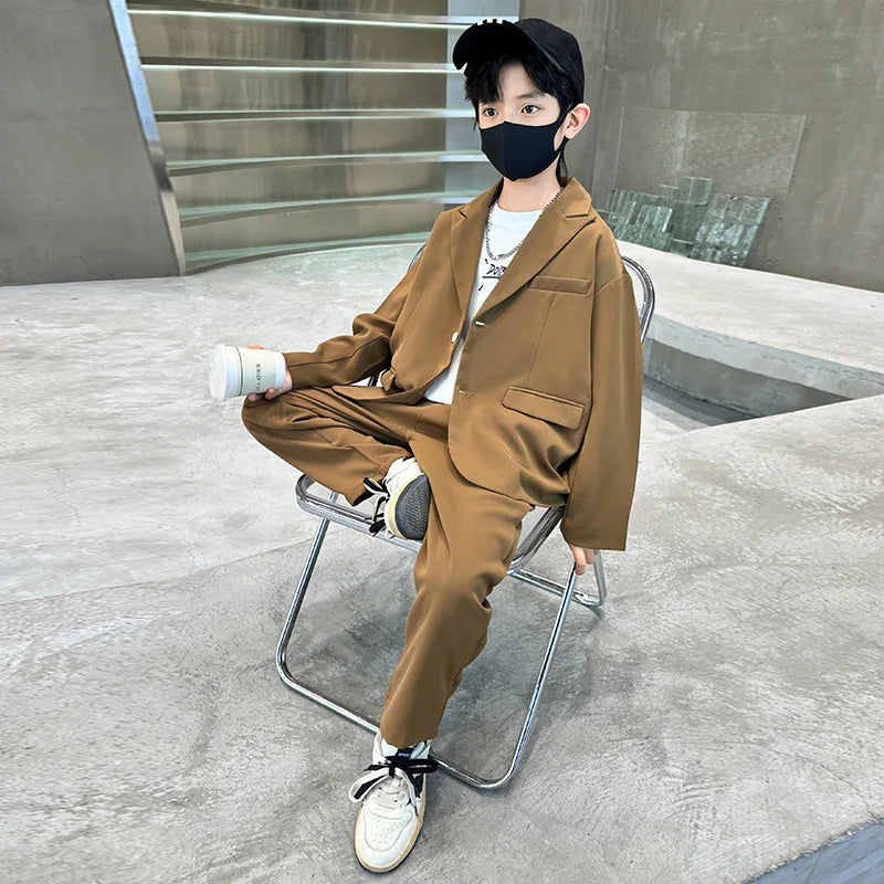 Teenage Boys Formal Clothing Set Blazer Pants Two Pieces Suit for Boys Clothes Fashion Kids Tuxedo Costume Wedding Party Wear