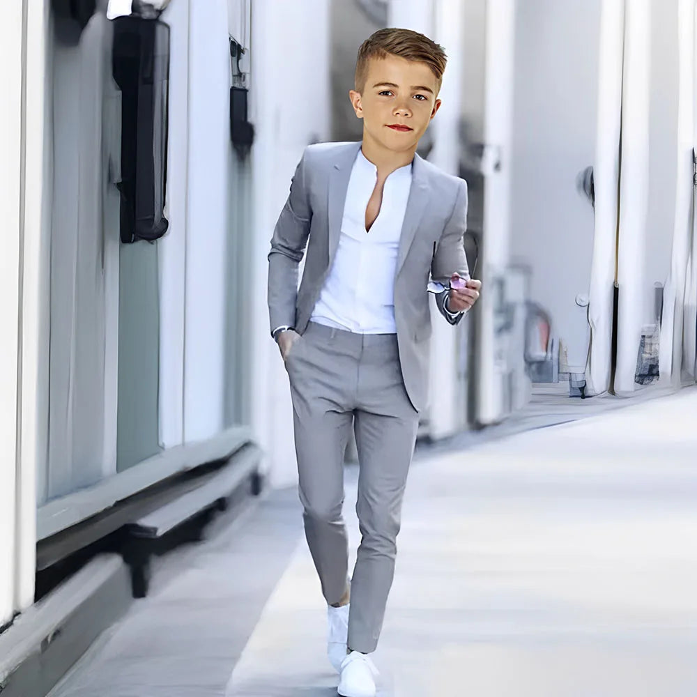 Khaki Suit for Boys Fashion Summer Jacket Pants 2-piece Set Custom Suit Wedding Boys Dress 2-16 Years Old Outfit