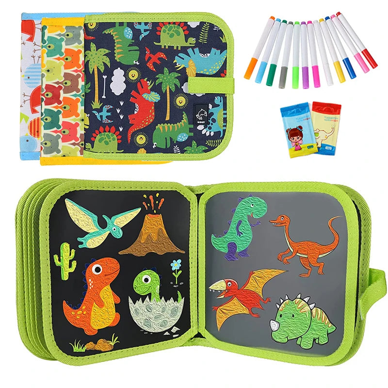 Toddlers Erasable Doodle Book Reusable Drawing Pads Coloring Doodle Book Watercolor Kids Montessori Educational Toy Gift