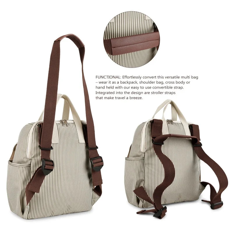 Double/Single Shoulder Mommy Bag with Urinal Pad, Independent Bottle Holder, Multi-functional Maternity Travel Trolley Bag