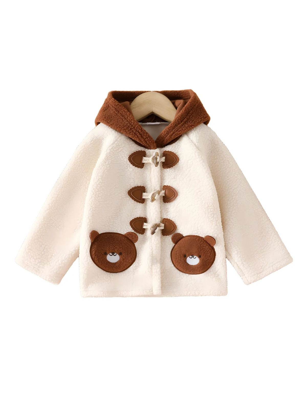 Winter Baby Boys' Cute Casual Teddy Bear Embroidered Fleece Jacket