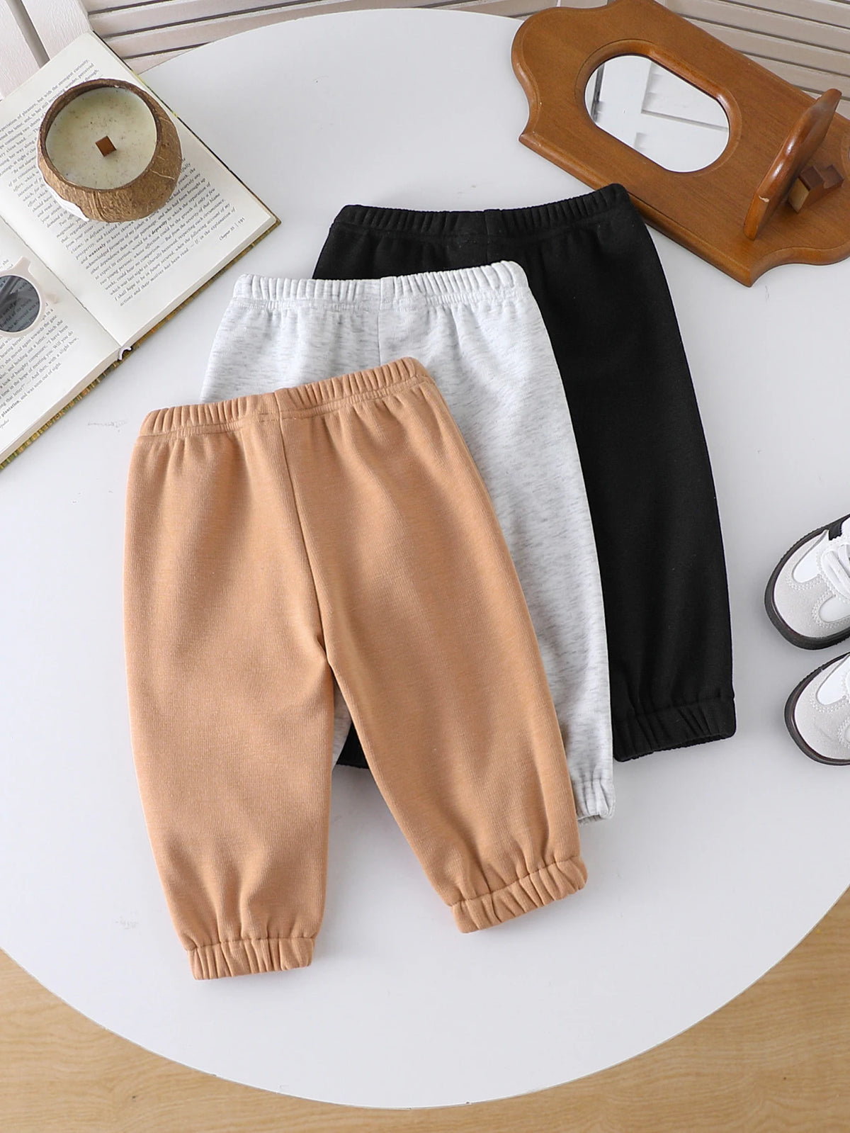 Winter 3-Piece Set for Baby Boys Fashionable Casual Ponytail Print Ankle Binding Long Single Pants