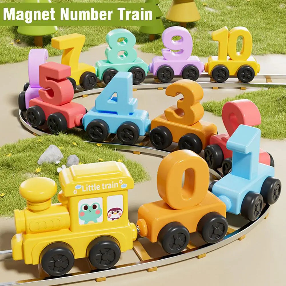 Montessori Educational Toy Train Set Wooden Magnetic Number Train Toys Early Cognition Learning Teaching Sets For Toddlers