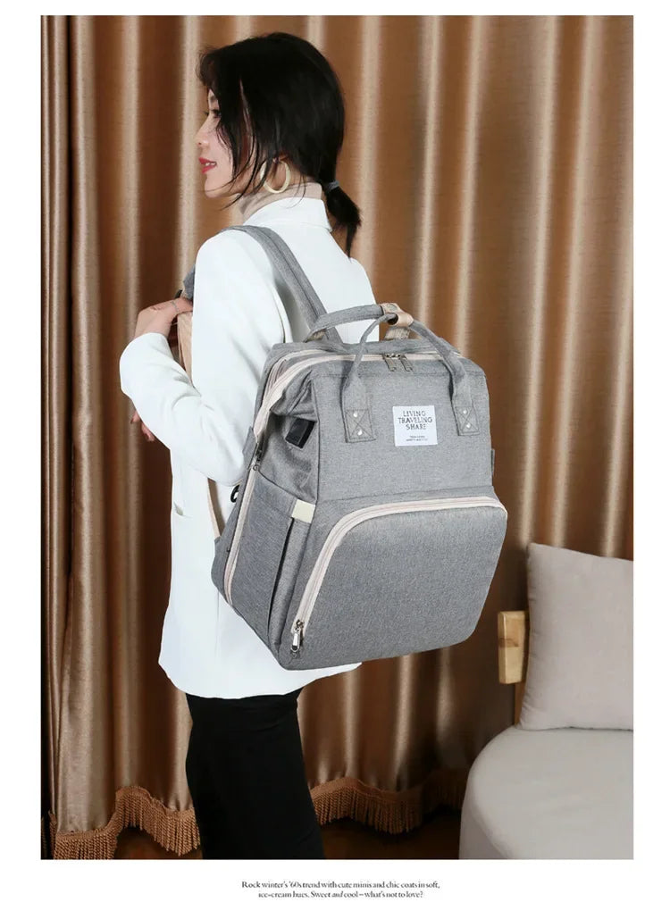 Baby Bed Mother Large Capacity Nappy Milk Bottle Backpacks with Changing Mat Convenient Baby Nursing Bags Gift Mommy Diaper Bags