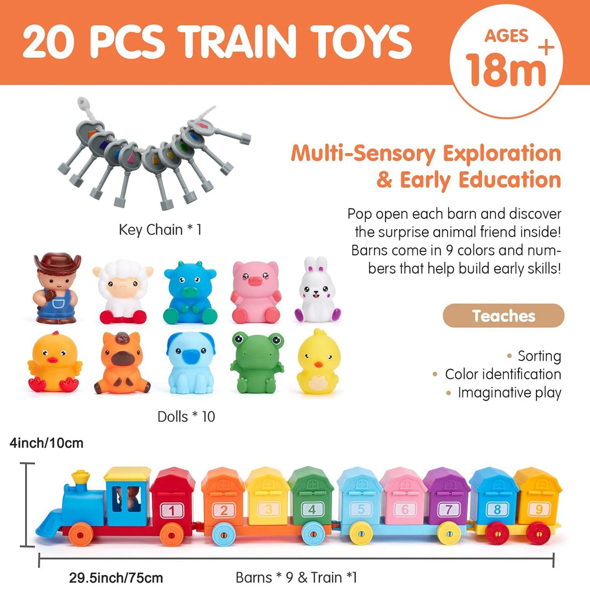 Montessori Train Toy Set Toddler Early Educational Learning Toys Counting Sorting Toys Fine Motor Finger Puppets Games For Kid