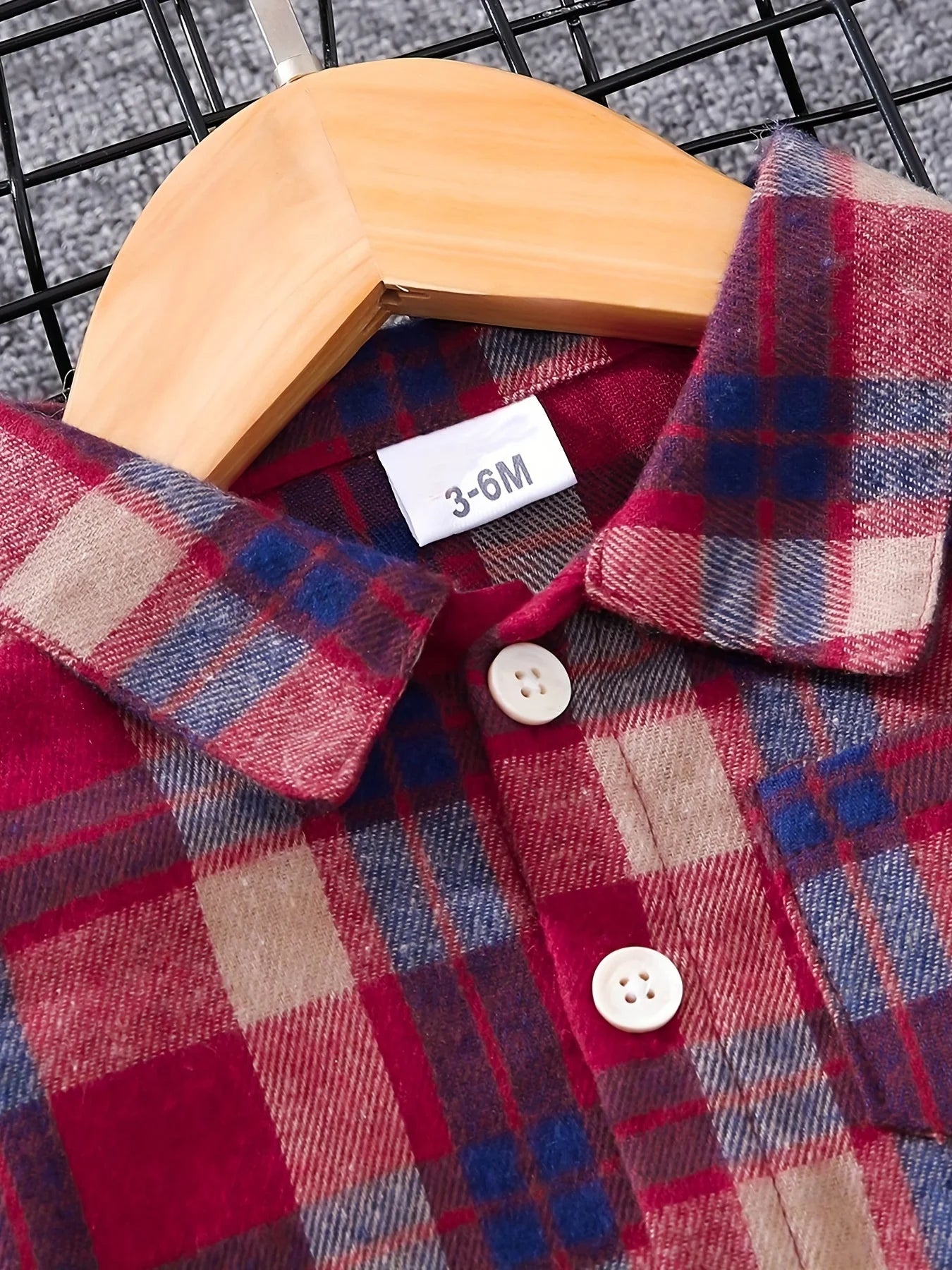 Boys' Spring Autumn Tartan Polo Shirt +-denim Long Trousers Two-piece Casual Outfit Boys Tweed Check Shirt