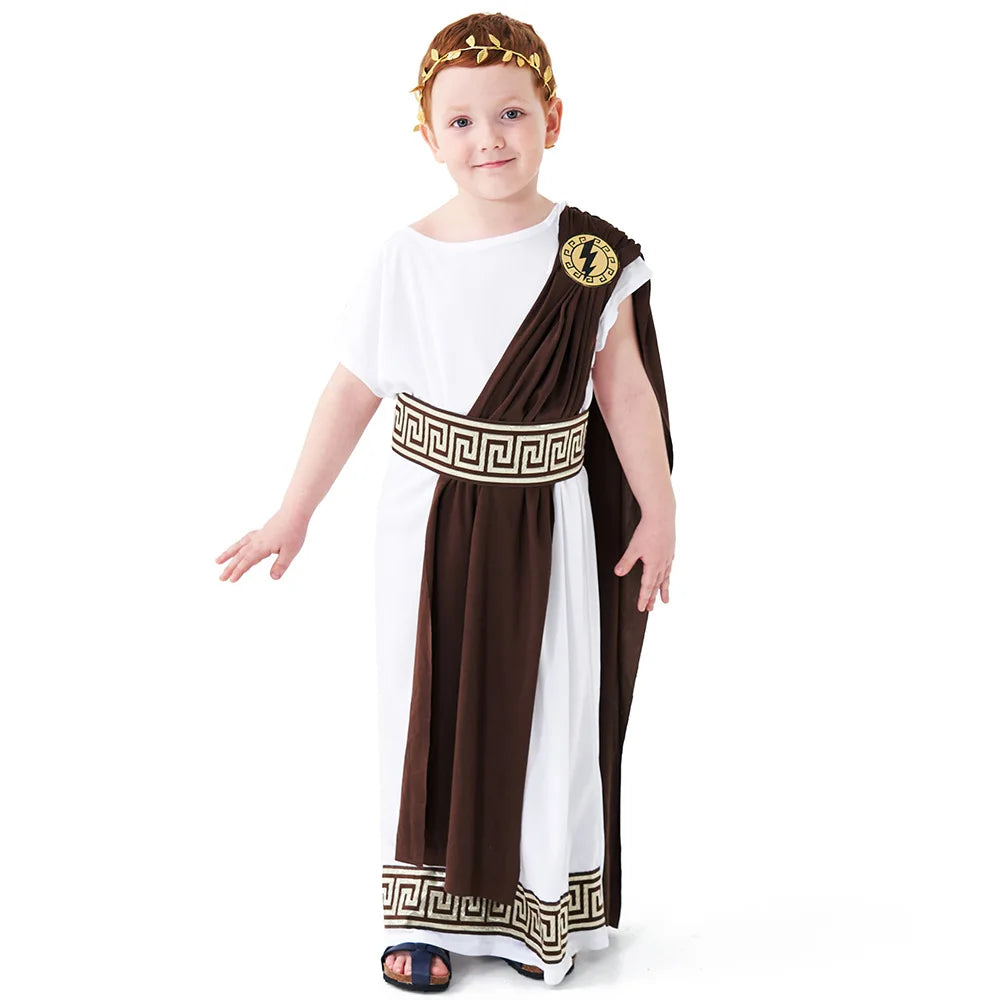 Children's clothing for boys Roman toga costume Children's festival Day  Ancient Greek mythology cosplay costume party Dress up