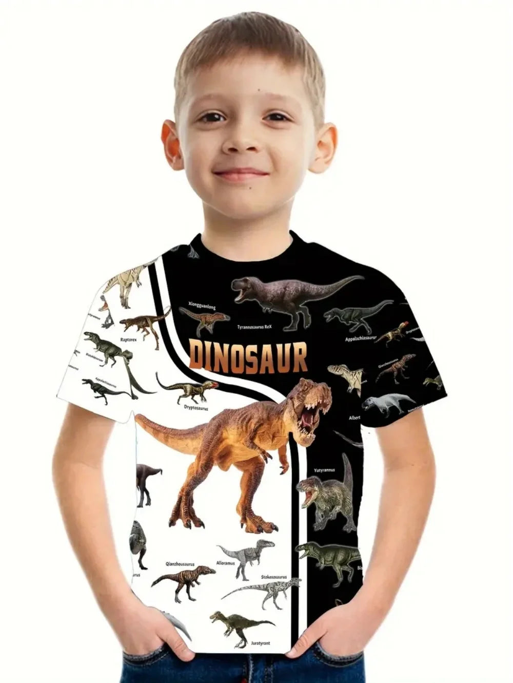 Boys Kids Clothes 3D Print Cartoon Dinosaur Graphic T Shirts Fashions Summer Streetwear O-Neck Short Sleeves T-Shirts for Boys