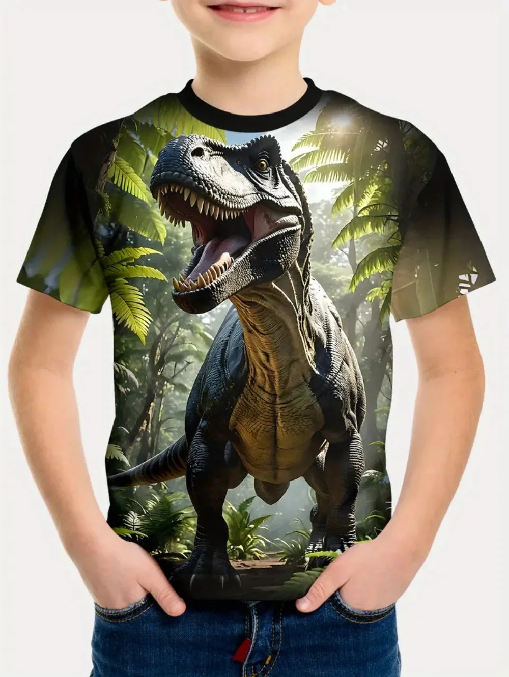 Boys Kids Clothes 3D Print Cartoon Dinosaur Graphic T Shirts Fashions Summer Streetwear O-Neck Short Sleeves T-Shirts for Boys