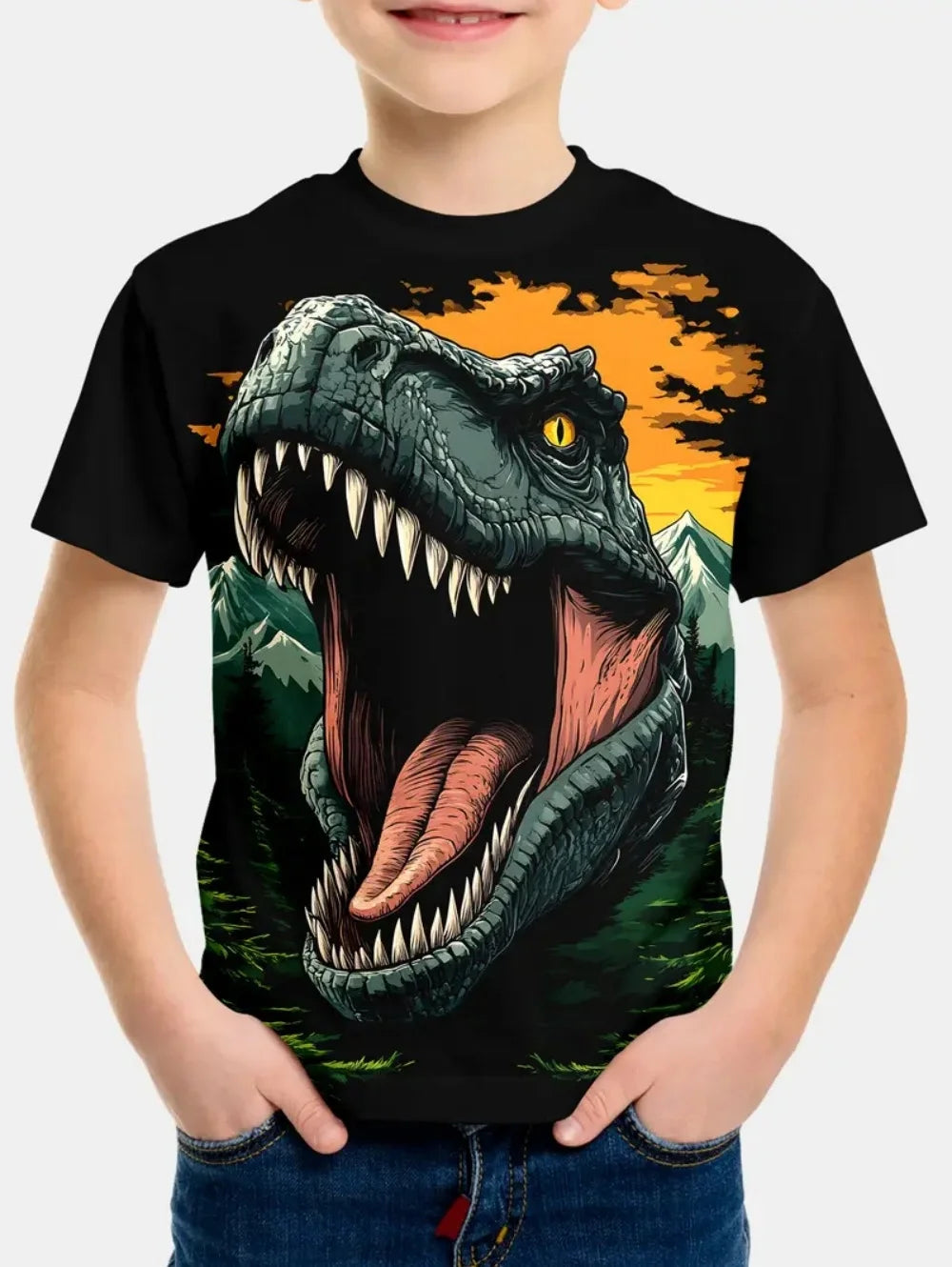 Boys Kids Clothes 3D Print Cartoon Dinosaur Graphic T Shirts Fashions Summer Streetwear O-Neck Short Sleeves T-Shirts for Boys