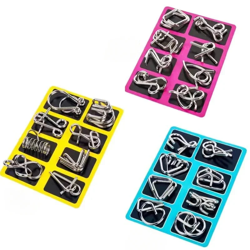 Montessori Series 8 Pcs Metal Educational Toys - Intelligence Interactive Game Unlock Widgets Kids Stress Relief Unique Toy