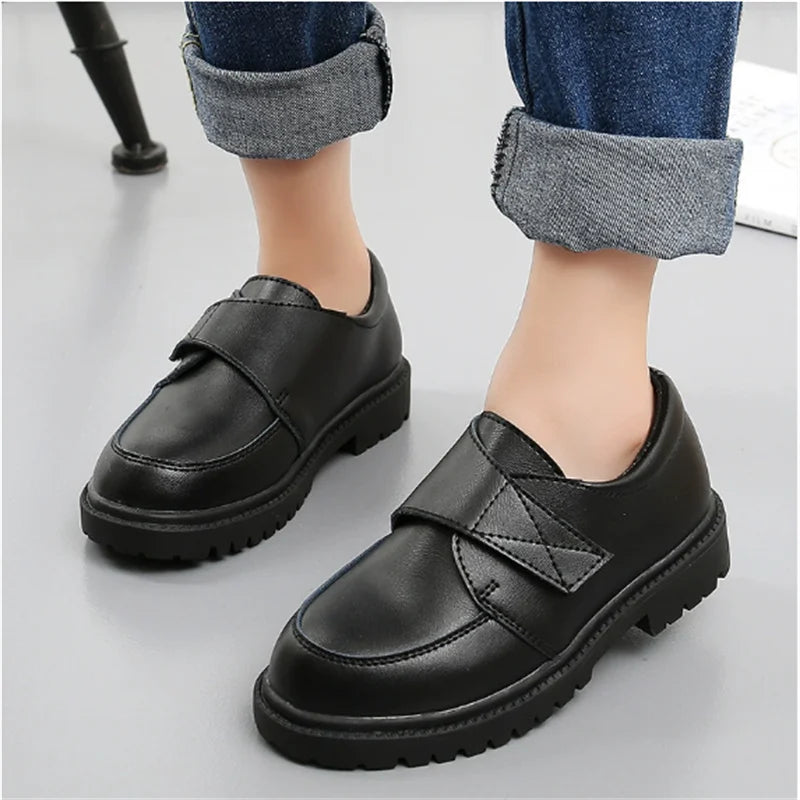 Kids Shoes Boys Leather Shoes Autumn 2025 New Children Black Soft Sole School Performance Shoes