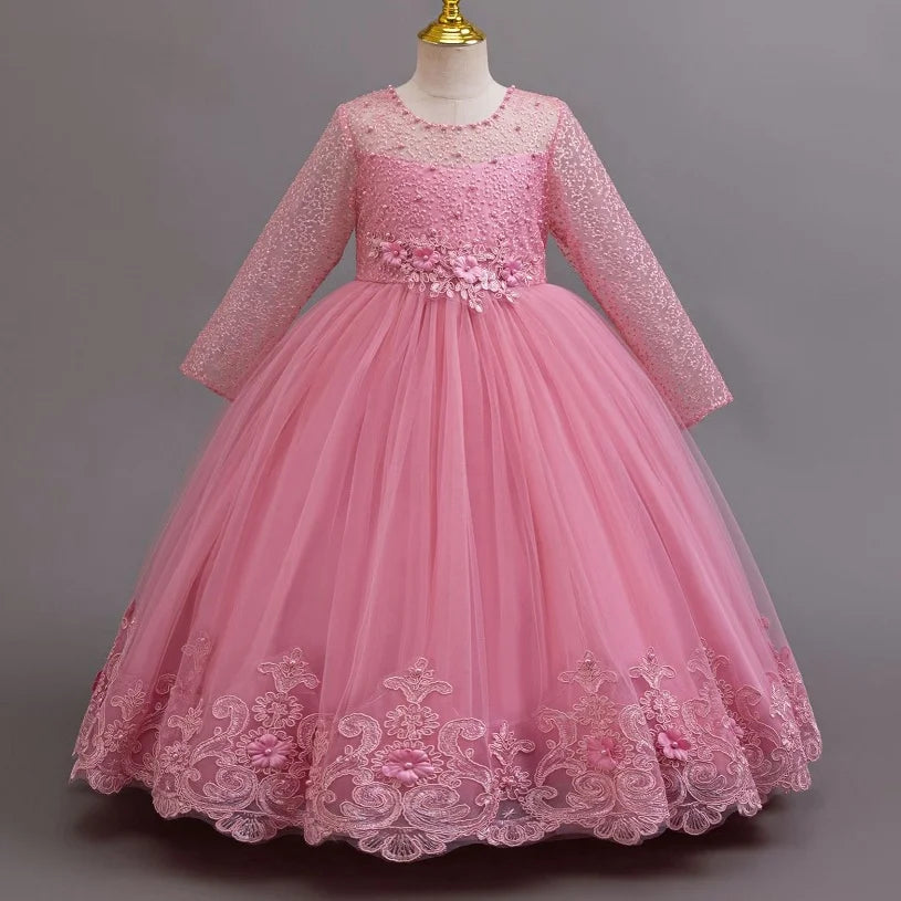 girls dress Long dresses for girls aged 4-12 Birthday dress Gorgeous and elegant beauty pageant dress Wedding flower girl dress