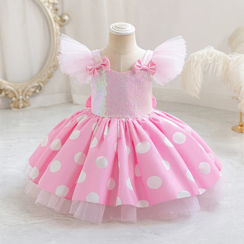 Girls' Princess Dress, Baby's First Birthday Tutu Dress, Flower Girl Wedding Dress, Children's Bowknot Dress, Masquerade Performance Costume